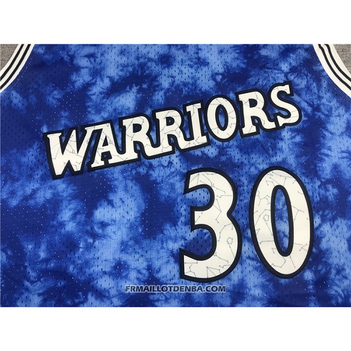 Maillot Golden State Warriors Stephen Curry No 30 Galaxy Bleu